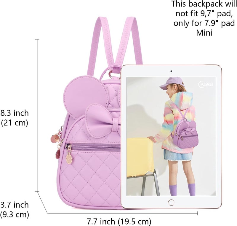 KL928 Girls Mini Backpack Bowknot Polka Dot Cute Small Daypacks Convertible Shoulder Bag Purse for Women - Image 2